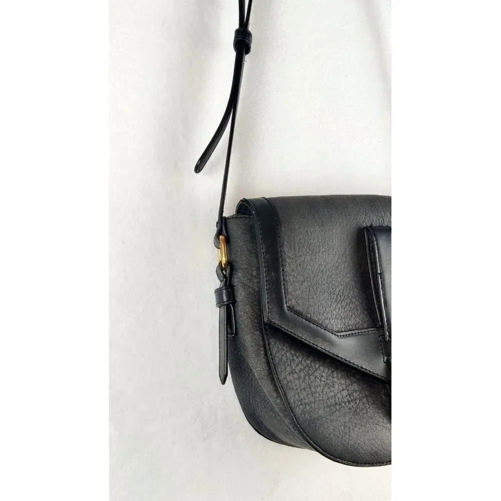 Crossbody Shoulder Strap Dark Grey Vegan Faux Leather Messenger Bag
